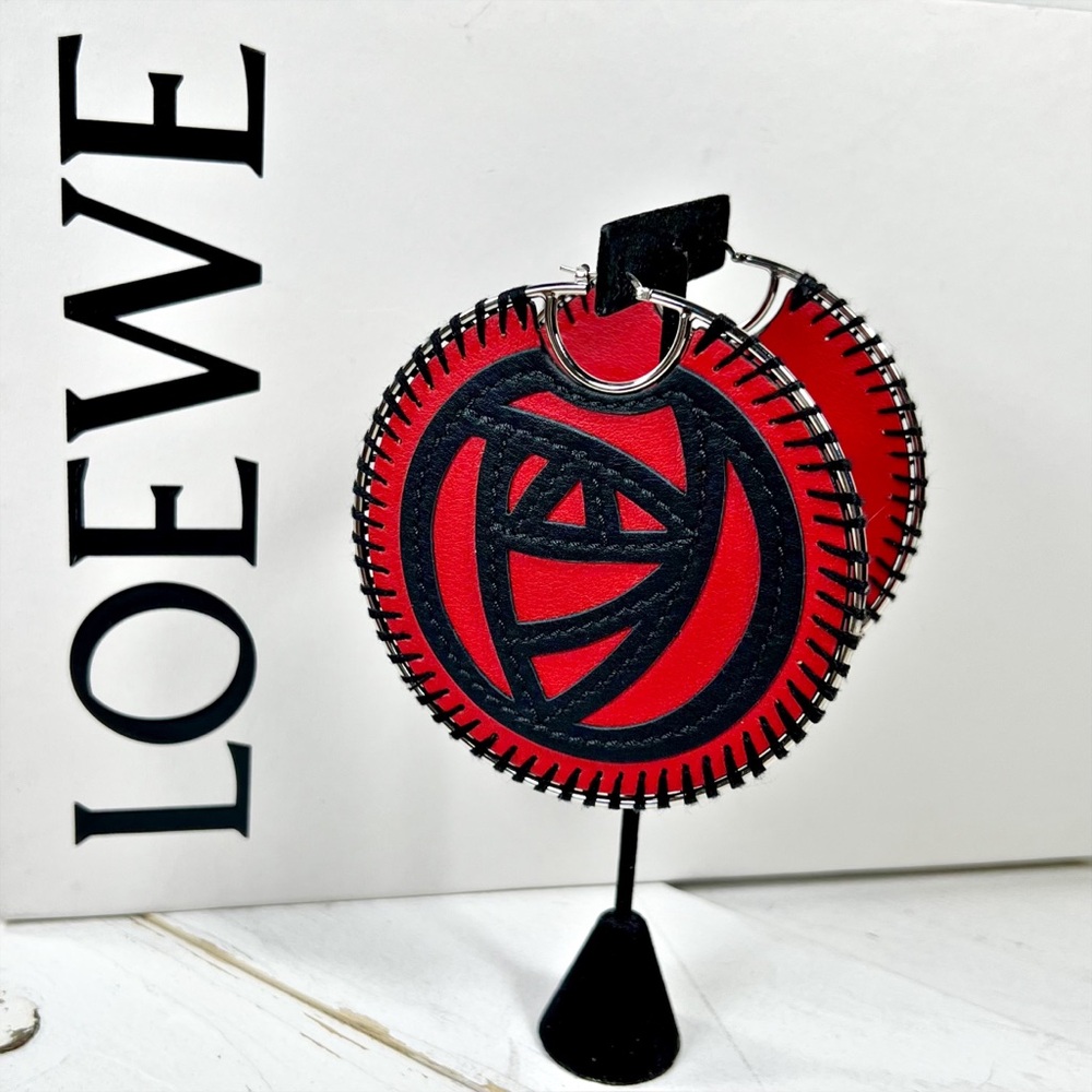 Loewe Large Silver & Leather Abstract Rose Earrings